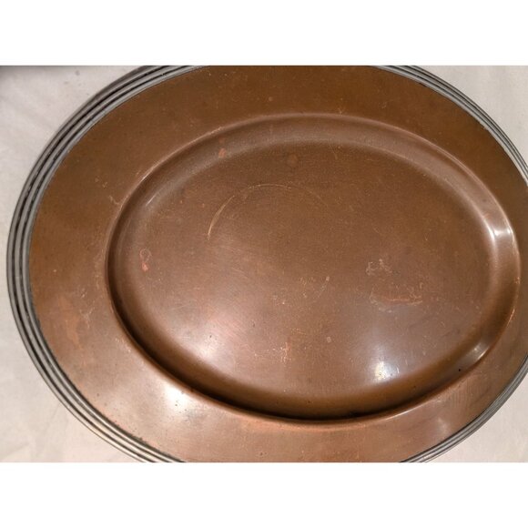 Vintage Sheffield Copper & Pewter Oval Platter 17 inch Colonial - Picture 6 of 16